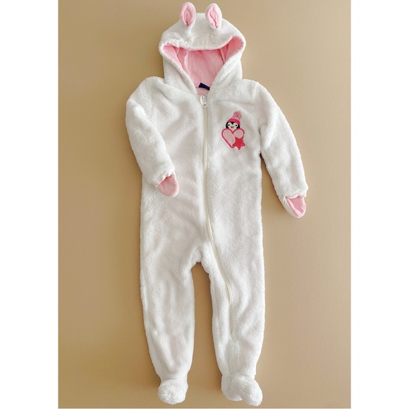 Lupilu, 6-12 M, One Piece Footed Zipper Sleeper, Infant Fleece Penguin Snowsuit - Picture 1 of 4